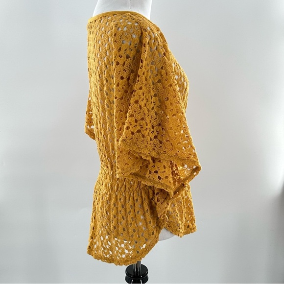 Love to love juniors sweater size M mustard, crochet flowy sleeves boho - Picture 4 of 11